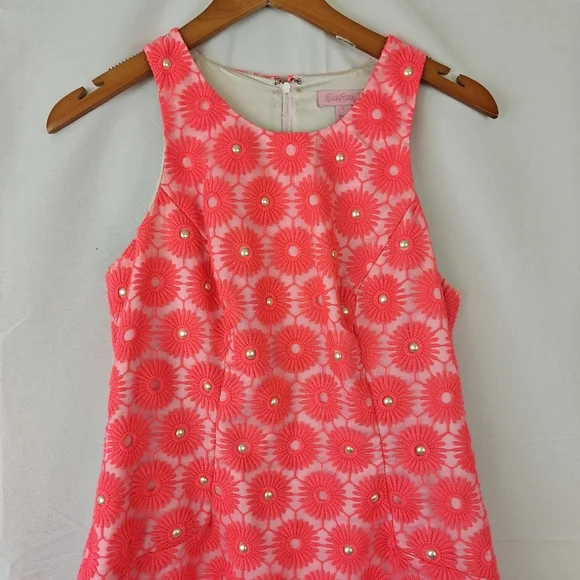 Lilly Pulitzer Pinwheel Pearl Shift Mini Dress in Fiesta Pink Size 0 - Picture 6 of 14